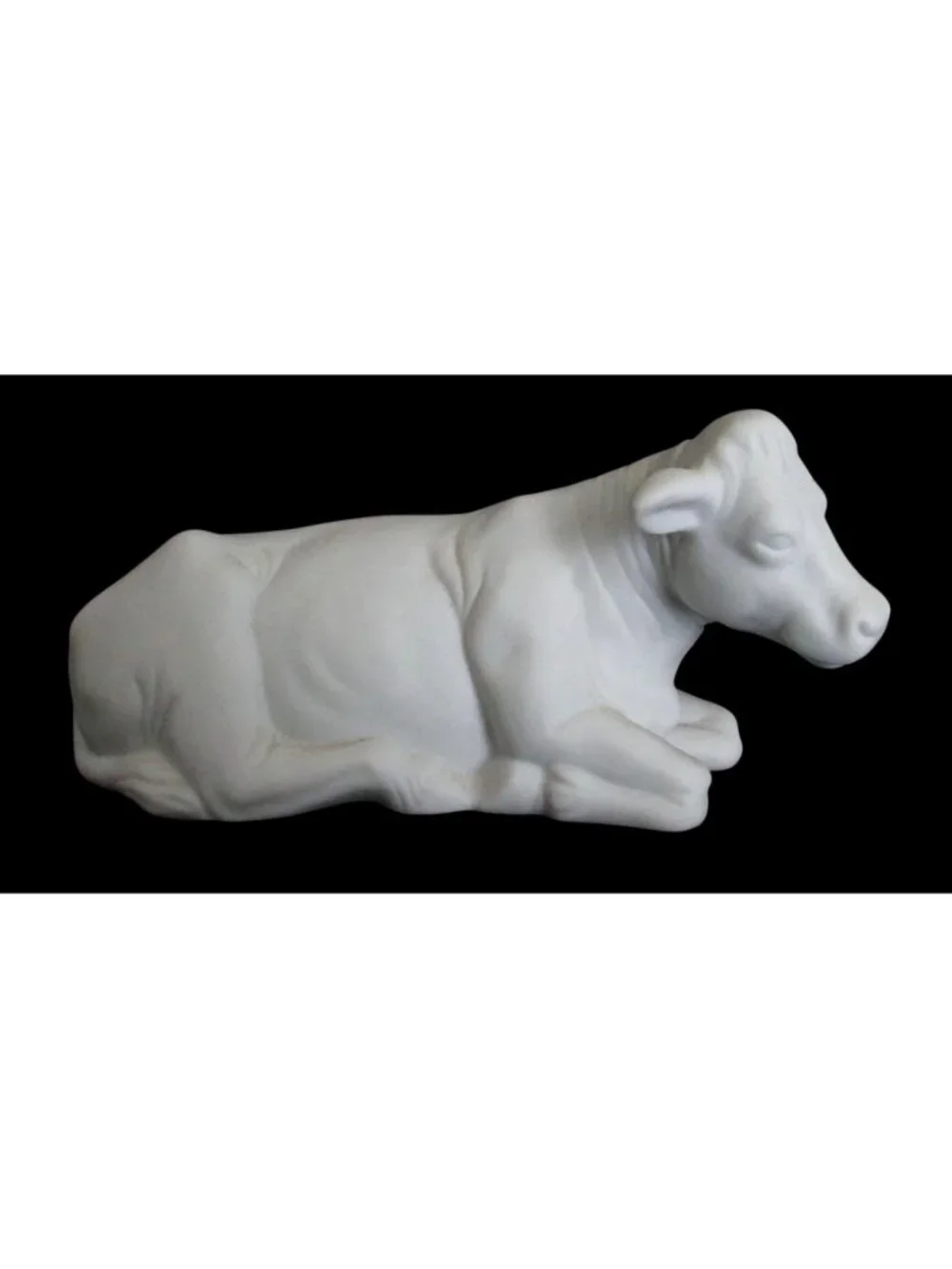 Vintage Avon Nativity Cow Figurine: 1987 Porcelain Bisque, Original Box